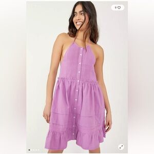 Free People Desert Days Purple Backless Halter Mimi Dress!